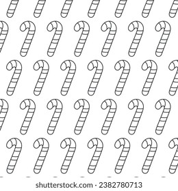 Patrón de estilo de garra de caramelo. La mano dibujó dulces navideños al estilo doodle. Patrón vectorial de dibujo manual sin fisuras de vectores de caramelos