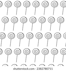 Doodle style pattern of lollypop. Hand drawn Christmas sweets in doodle style. Vector seamless hand drawing vector pattern of candy