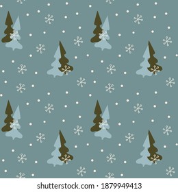 Doodle style patterns. Vector seamless ornaments of ice cream, snowflakes, penguins, Christmas trees and fish