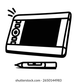Doodle style pen tablet icon design
