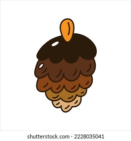 Cono de pino estilo Doodle. Elemento simple