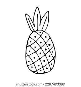 Doodle style pineapple on an isolated white background.