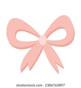 Doodle style pink gift bow on white background, vector