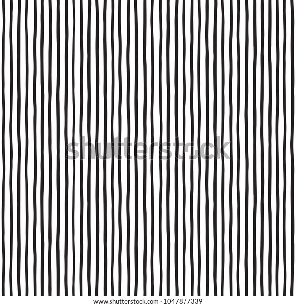 Doodle style pinstripes seamless repeat vector\
pattern. Free hand drawn uneven stripes, streaks, bars, lines,\
strips. Black and white monochrome background. Elegant regular\
striped texture,\
template.
