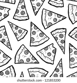 Doodle style pizza slice seamless vector background.