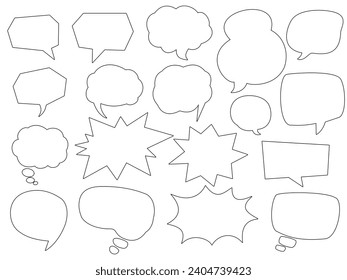 Doodle style pop speech bubble illustration set speech bubble frame handwritten style decoration. POP frame for comic or manga.
