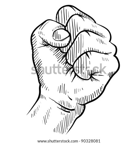 Doodle style protest fist vector illustration