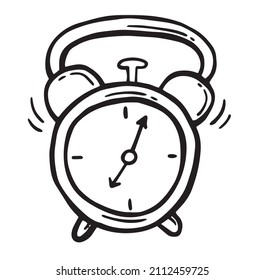 Doodle style retro alarm clock illustration in vector format suitable for web, print, or advertising use.