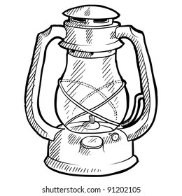 Doodle style retro camping lantern illustration in vector format suitable for web, print, or advertising use. svg