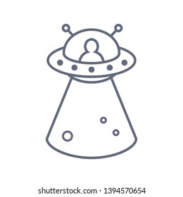 Doodle style retro UFO or alien flying saucer illustration in vector format.