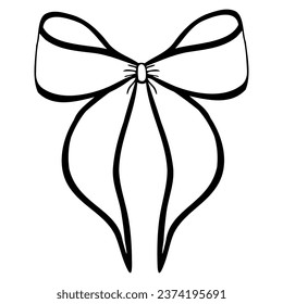 Cinta estilo Doodle vectorial arco de la silueta negra lineal