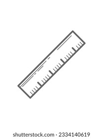 Doodle Style Ruler Icon, Hand Drawn Art Ruler Stock Illustration