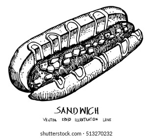 Doodle style sandwich illustration in vector format.