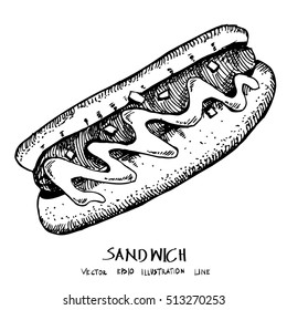 Doodle style sandwich illustration in vector format.