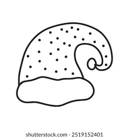 Doodle style santa hat, simple. Vector, isolated, on a white background
