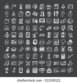 doodle style school icons