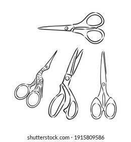 Doodle Style Scissors Illustration. Scissors, Vector Sketch Illustration