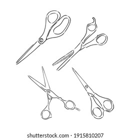 Doodle Style Scissors Illustration. Scissors, Vector Sketch Illustration