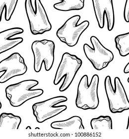 Doodle style seamless background of teeth or dentistry illustration in vector format