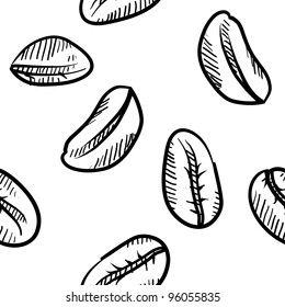 Doodle Style Seamless Coffee Bean Background. File Will Tile Easily And Is Vector For Scaling And Editing.
