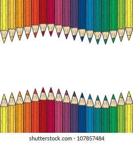 Doodle Style Seamless Colored Pencil Border Or Background Sketch In Vector Format.