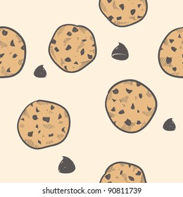 Doodle Style Seamless Cookie Treats Tiled Vector Background