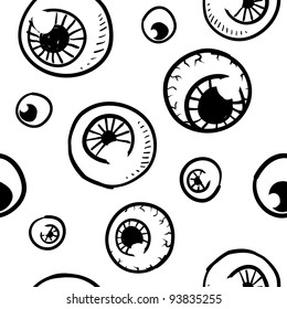 Doodle style seamless eyeball background sketch in vector format