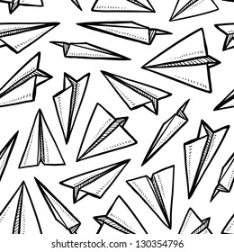 Doodle style seamless paper airplane background illustration in vector format.