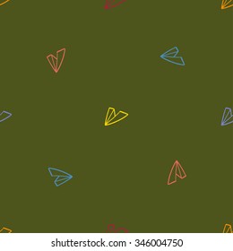 Doodle style seamless paper airplane background illustration in vector format.