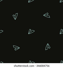 Doodle style seamless paper airplane background illustration in vector format.