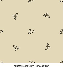Doodle style seamless paper airplane background illustration in vector format.