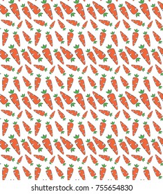Doodle style seamless pattern with carrot. 