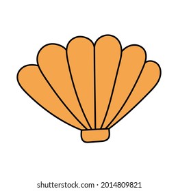 Doodle style seashell. Scallop, oyster. Simple illustration isolated on white background. Summer icon
