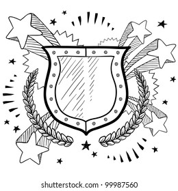 Doodle style secure shield on 1960s or 1970s pop explosion background in vector format