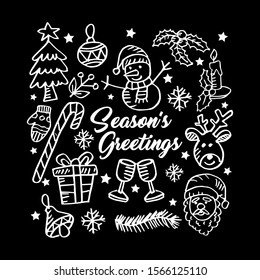 Doodle style set of Christmas design element 