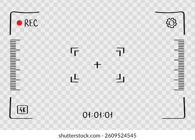 Doodle Style Sketch of Camera Screen with Focus Frame. Vector Hand Drawn Elements.