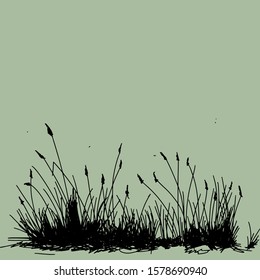 doodle style sketch grass black isolated 