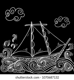 Doodle style sketch of a sailboat