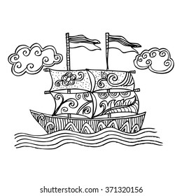 Doodle style sketch of a sailboat