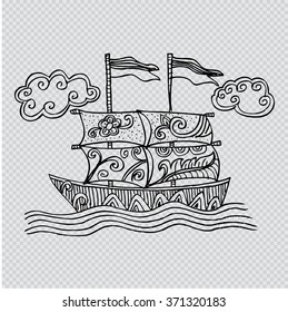 Doodle style sketch of a sailboat