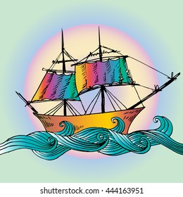 Doodle style sketch of a sailboat