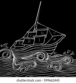Doodle style sketch of a sailboat