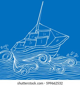 Doodle style sketch of a sailboat