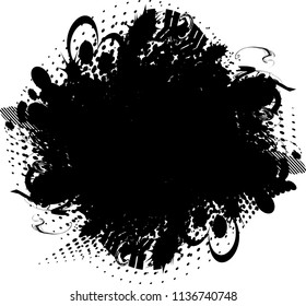 Doodle style sketched Elements. Ink blots. Vector Grunge Brushes Stroke . 