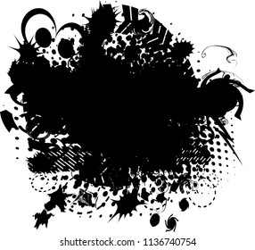 Doodle style sketched Elements. Ink blots. Vector Grunge Brushes Stroke . 