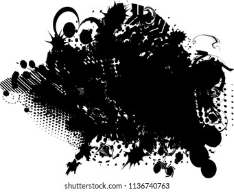 Doodle style sketched Elements. Ink blots. Vector Grunge Brushes Stroke . 