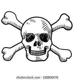 Doodle style skull and crossbones illustration in vector format