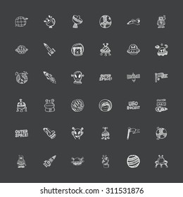 doodle style space icons