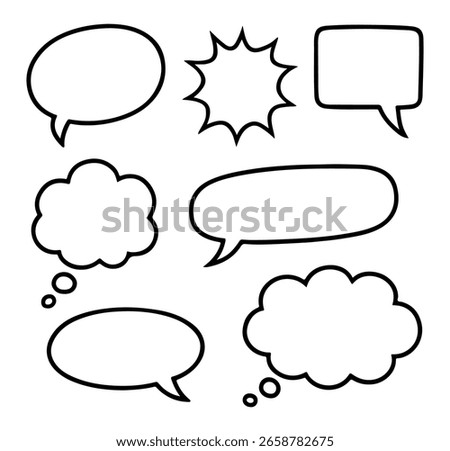 Doodle Style Speech and Thought Bubbles Set for Comic and Creative Design Use