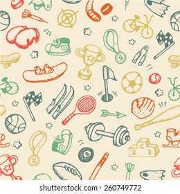 doodle style sport seamless pattern